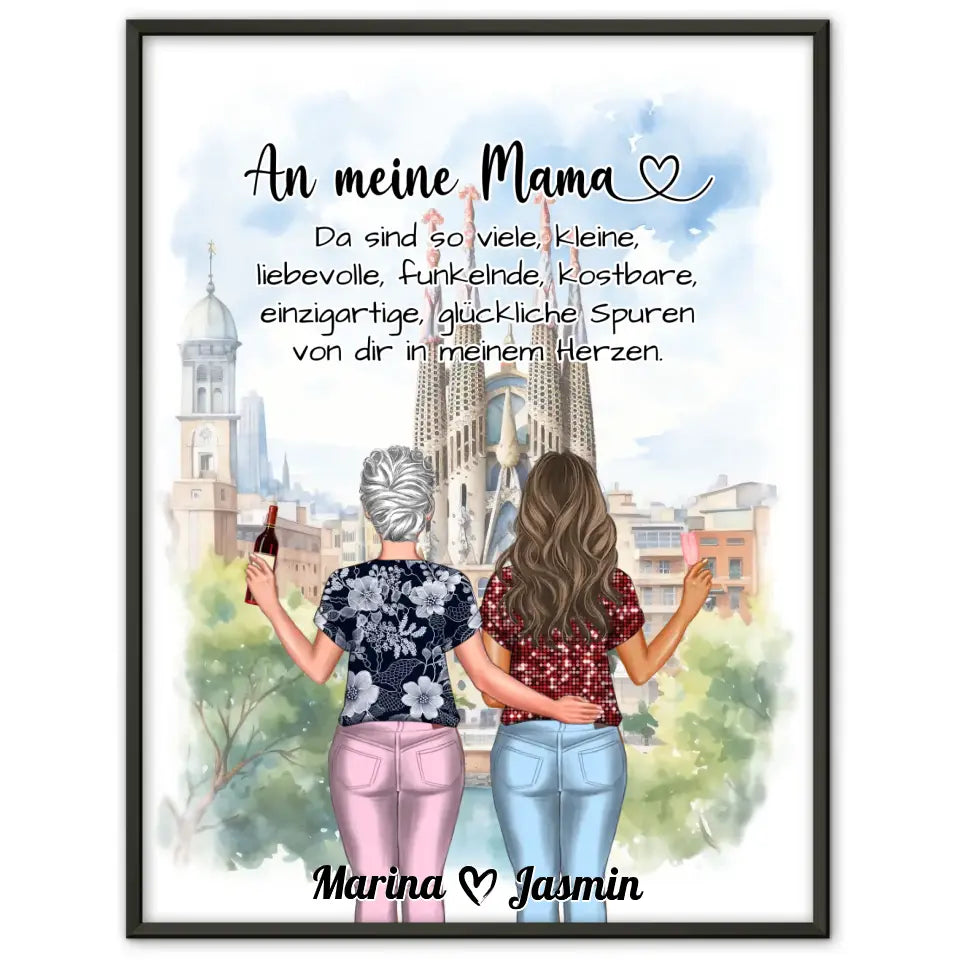 Personalisiertes Mama Tochter Poster In meinem Herzen