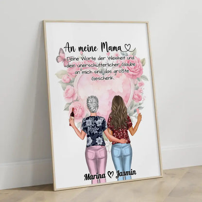 Mama Poster Muttertag Deine Worte ein Geschenk Rosen Herz Blumig