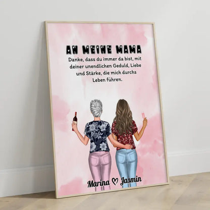 Mama Tochter Poster An Mama Danke dass du da bist Rosa Aquarell