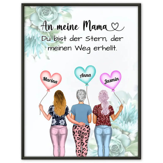 Mama Poster Muttertag Geschenk Unsere Mama Liebe Für 2 bis 4 Töchter 1