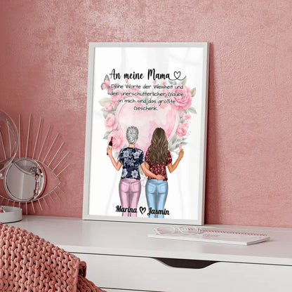 Mama Poster Muttertag Deine Worte ein Geschenk Rosen Herz Blumig