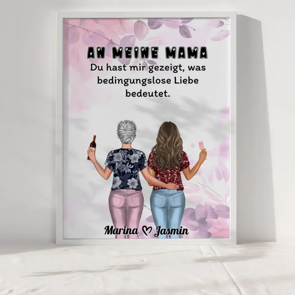 Poster Mama An Mama Bedingungslose Liebe Pink Rosa Floral