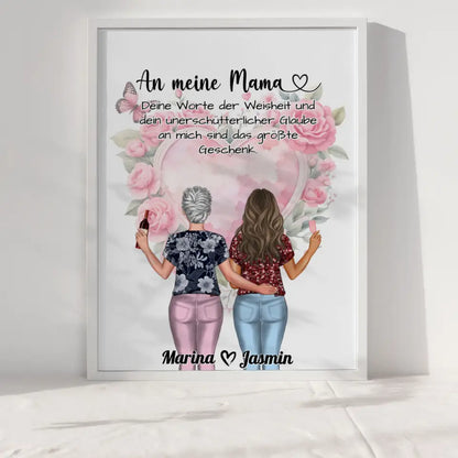 Mama Poster Muttertag Deine Worte ein Geschenk Rosen Herz Blumig