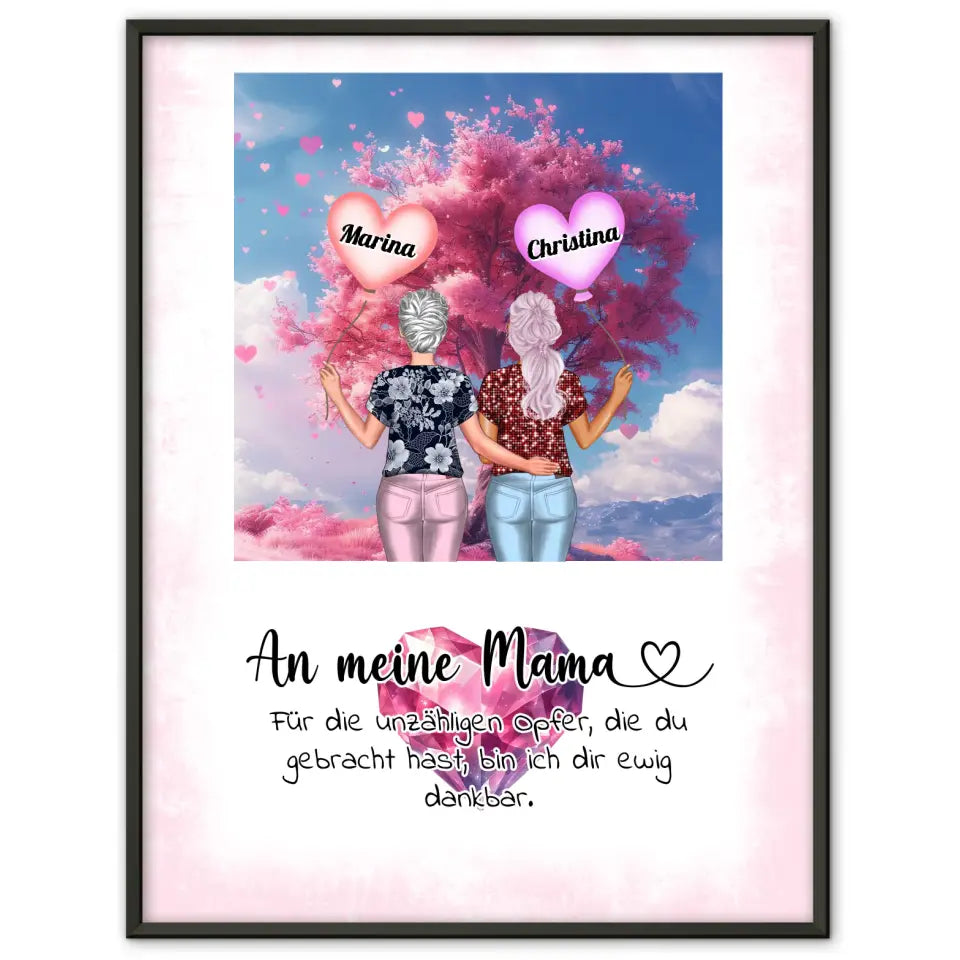 Muttertag Poster An Mama Ewig Dankbar Viele Optionen Herzen Baum Rosa