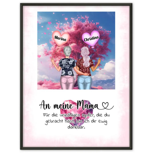 Muttertag Poster An Mama Ewig Dankbar Viele Optionen Herzen Baum Rosa 1