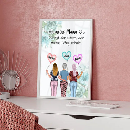 Mama Poster Muttertag Geschenk Unsere Mama Liebe Für 2 bis 4 Töchter