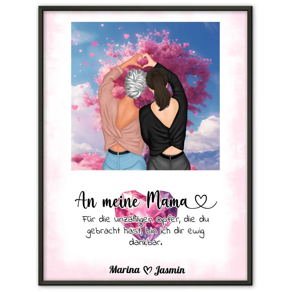 Mama Poster Muttertag Geschenk Ewig Dankbar Viele Optionen Herzen Baum Rosa