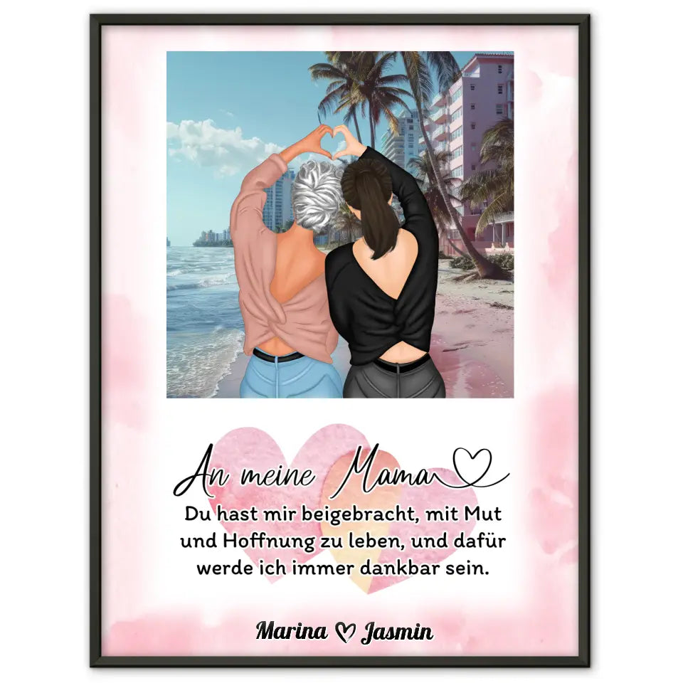 Mutter Tochter Poster Die Liebe zwischen Mama und Tochter Miami Strand