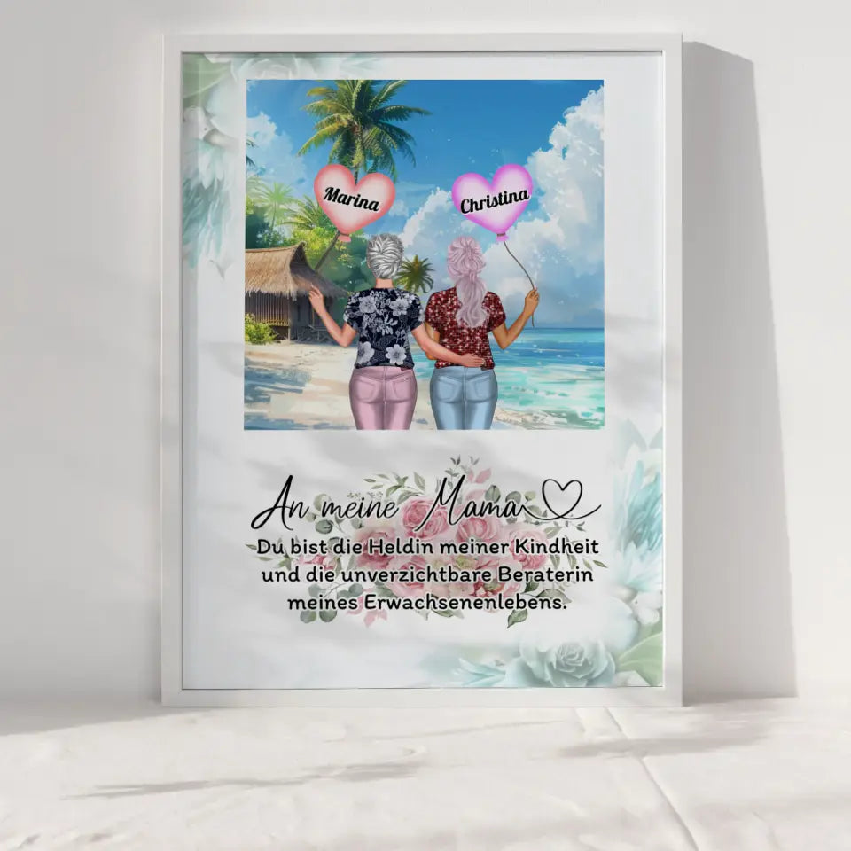 Personalisiertes Mama Poster Meine Heldin Inselparadies