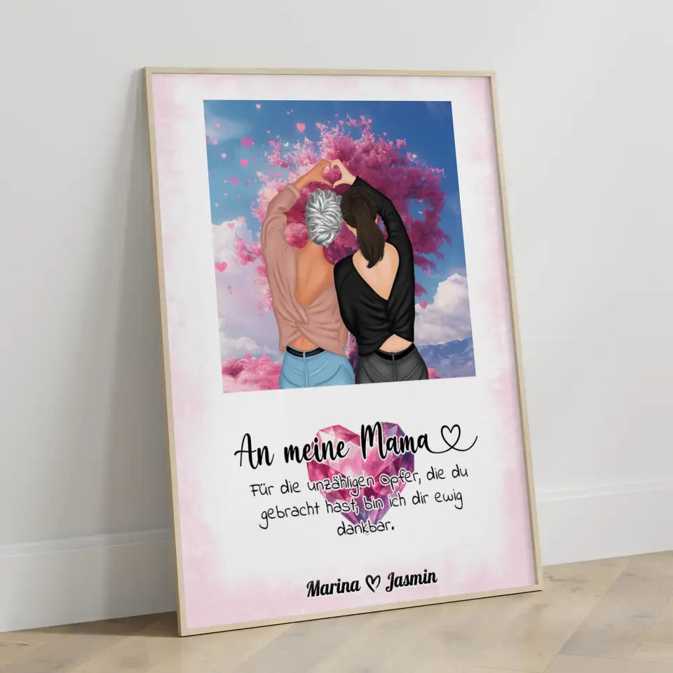 Mama Poster Muttertag Geschenk Ewig Dankbar Viele Optionen Herzen Baum Rosa