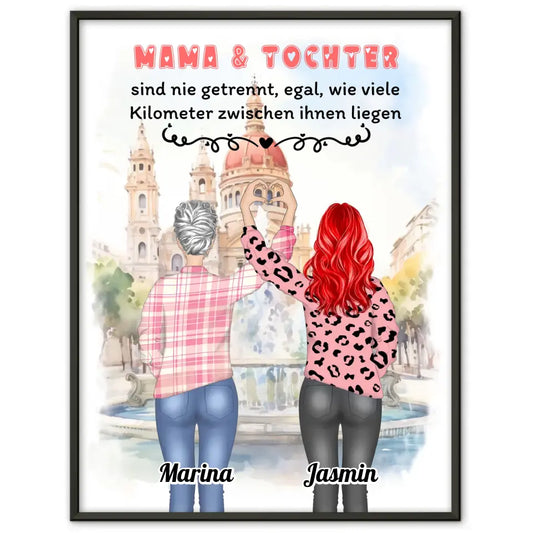 Mama Poster Muttertag Mama und Tochter sind nie getrennt Herz Hände