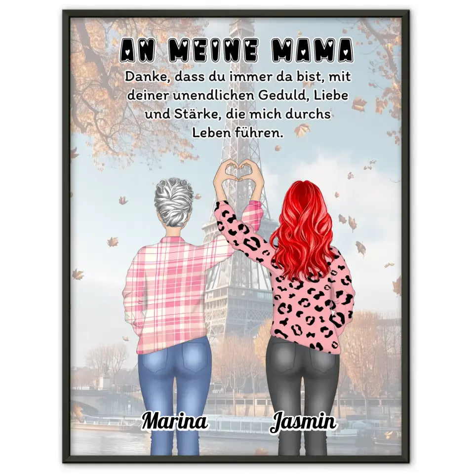 Mama Tochter Poster An Mama Danke dass du da bist Herz Hände