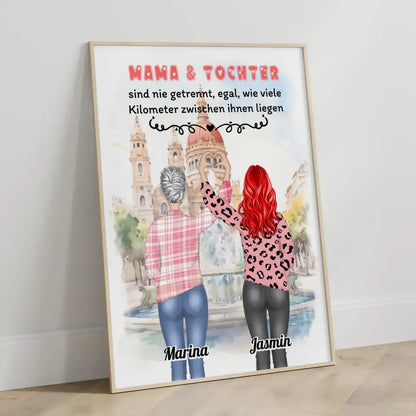 Mama Poster Muttertag Mama und Tochter sind nie getrennt Herz Hände