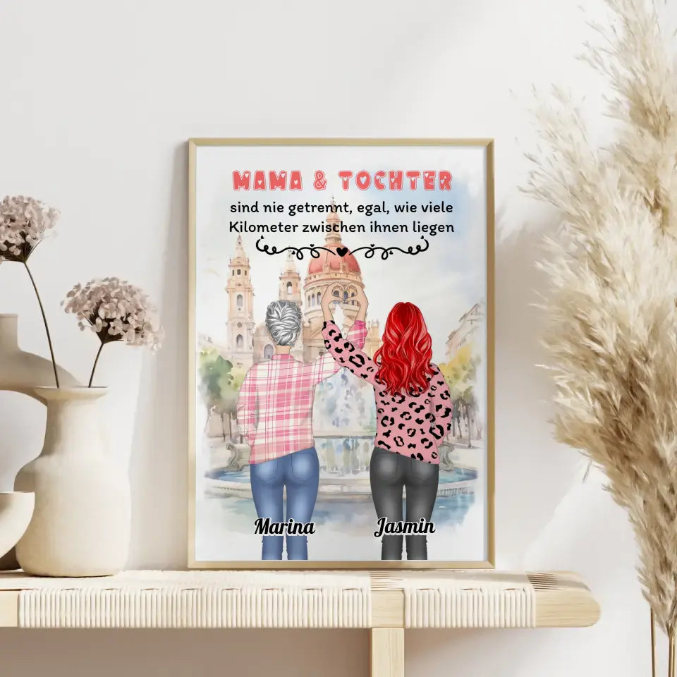 Mama Poster Muttertag Mama und Tochter sind nie getrennt Herz Hände