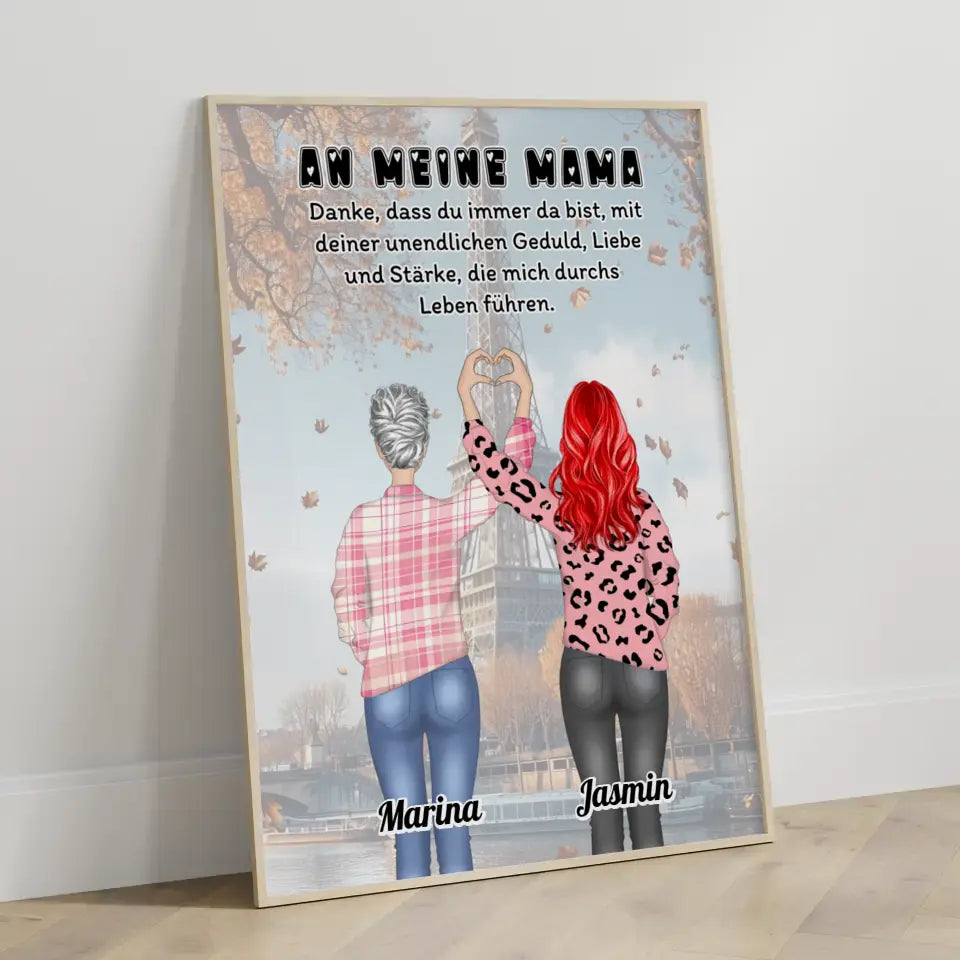 Mama Tochter Poster An Mama Danke dass du da bist Herz Hände