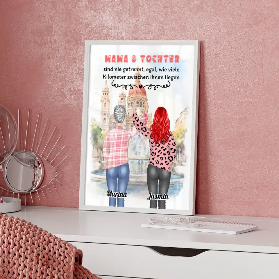 Mama Poster Muttertag Mama und Tochter sind nie getrennt Herz Hände