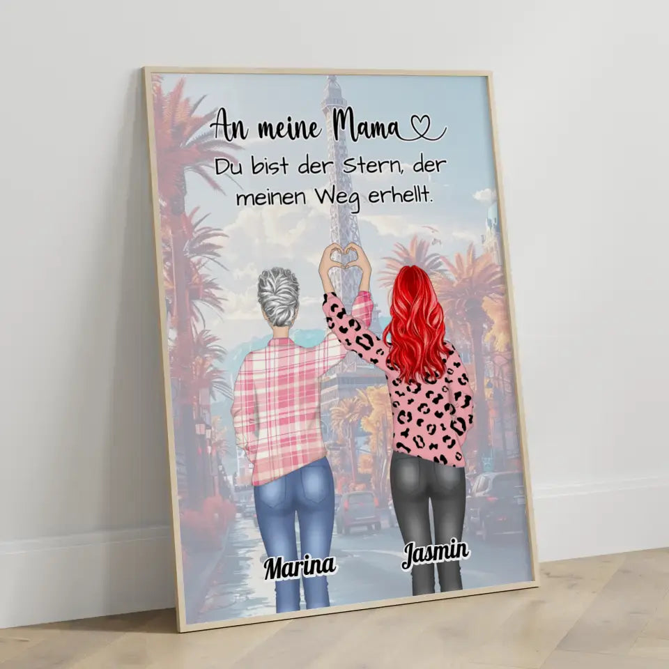 Mama Poster Muttertag Geschenk An Mama Du Bist der Stern Herz Hände