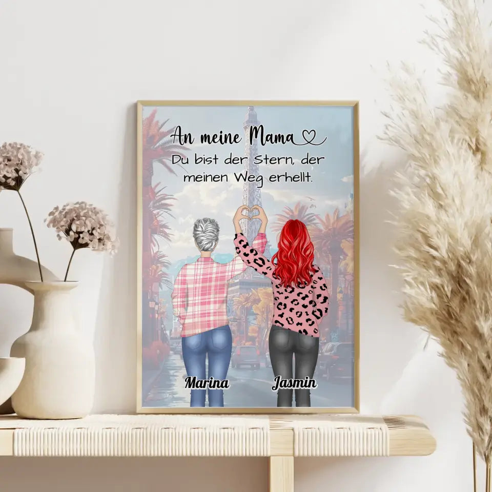 Mama Poster Muttertag Geschenk An Mama Du Bist der Stern Herz Hände