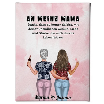 Leinwand Mama An Mama Danke dass du da bist Rosa Aquarell