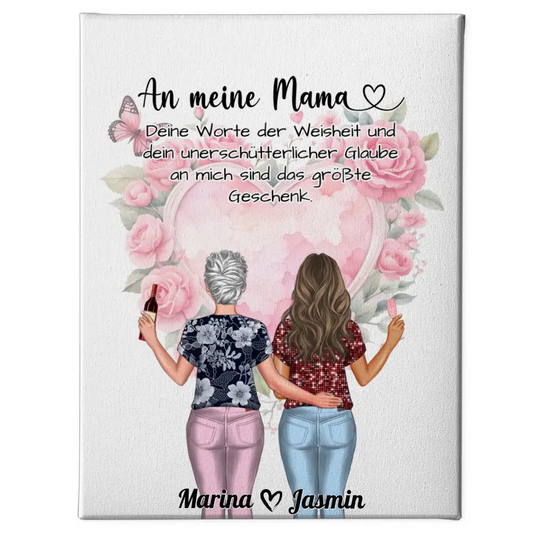 Personalisierte Leinwand Deine Worte ein Geschenk Rosen Herz Blumig 1