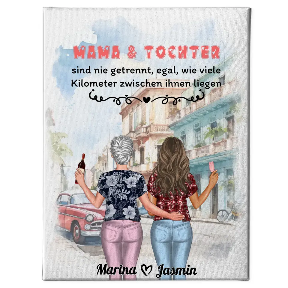 Muttertagsgeschenk Leinwand Mama und Tochter sind nie getrennt