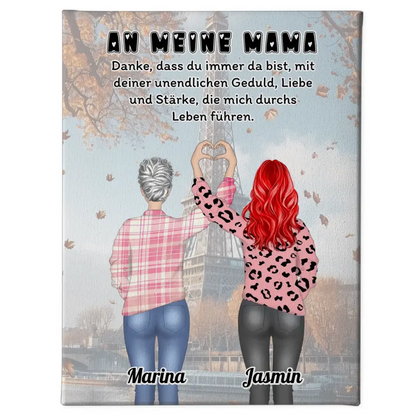 Leinwand Mama An Mama Danke dass du da bist Herz Hände