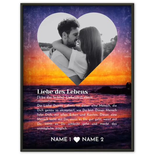 Personalisiertes Poster Liebe Herz Foto Vintage Beach Definition
