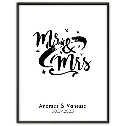 Personalisiertes Liebesposter Goldrahmen mit Namen Sternenhimmel Mit Namen und Datum 1