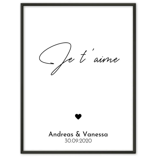 Personalisiertes Liebesposter Art Line Kuss Mit Namen und Datum