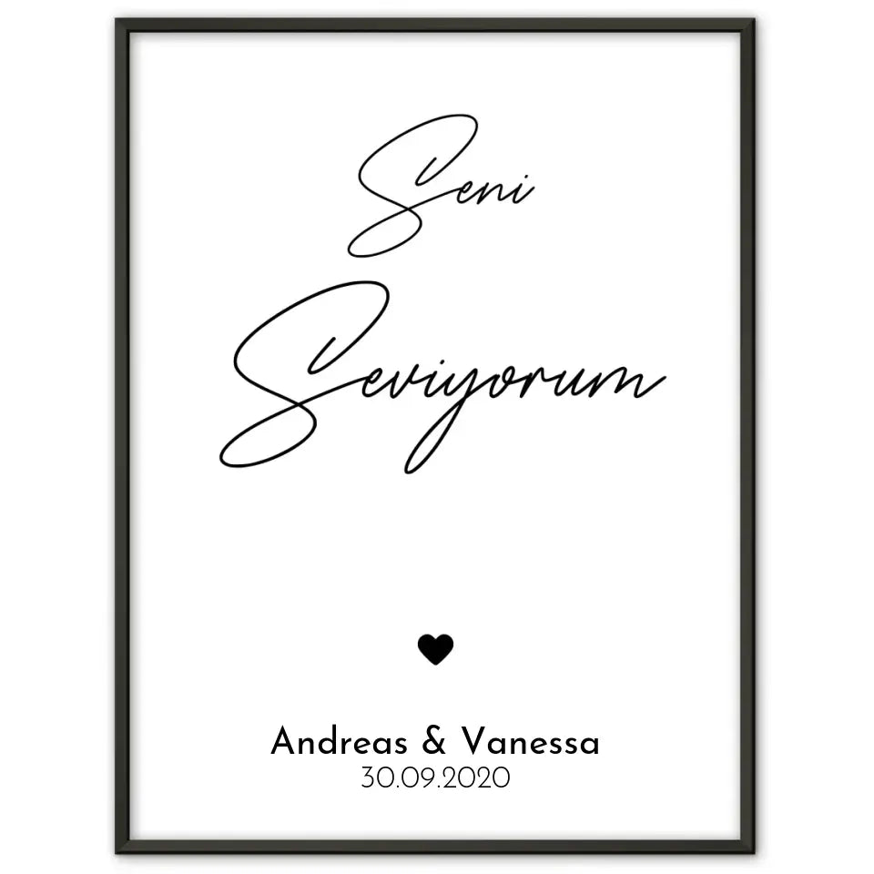 Personalisiertes Liebesposter Ya tebya liubliu Liebe Dich Russisch Mit Namen und Datum