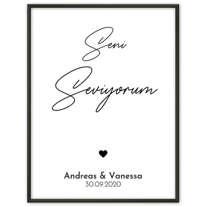 Personalisiertes Liebesposter Ya tebya liubliu Liebe Dich Russisch Mit Namen und Datum