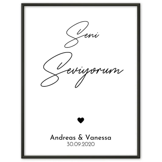 Personalisiertes Liebesposter Ya tebya liubliu Liebe Dich Russisch Mit Namen und Datum