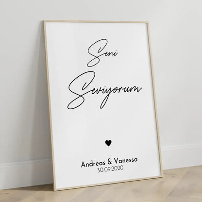 Personalisiertes Liebesposter Ya tebya liubliu Liebe Dich Russisch Mit Namen und Datum