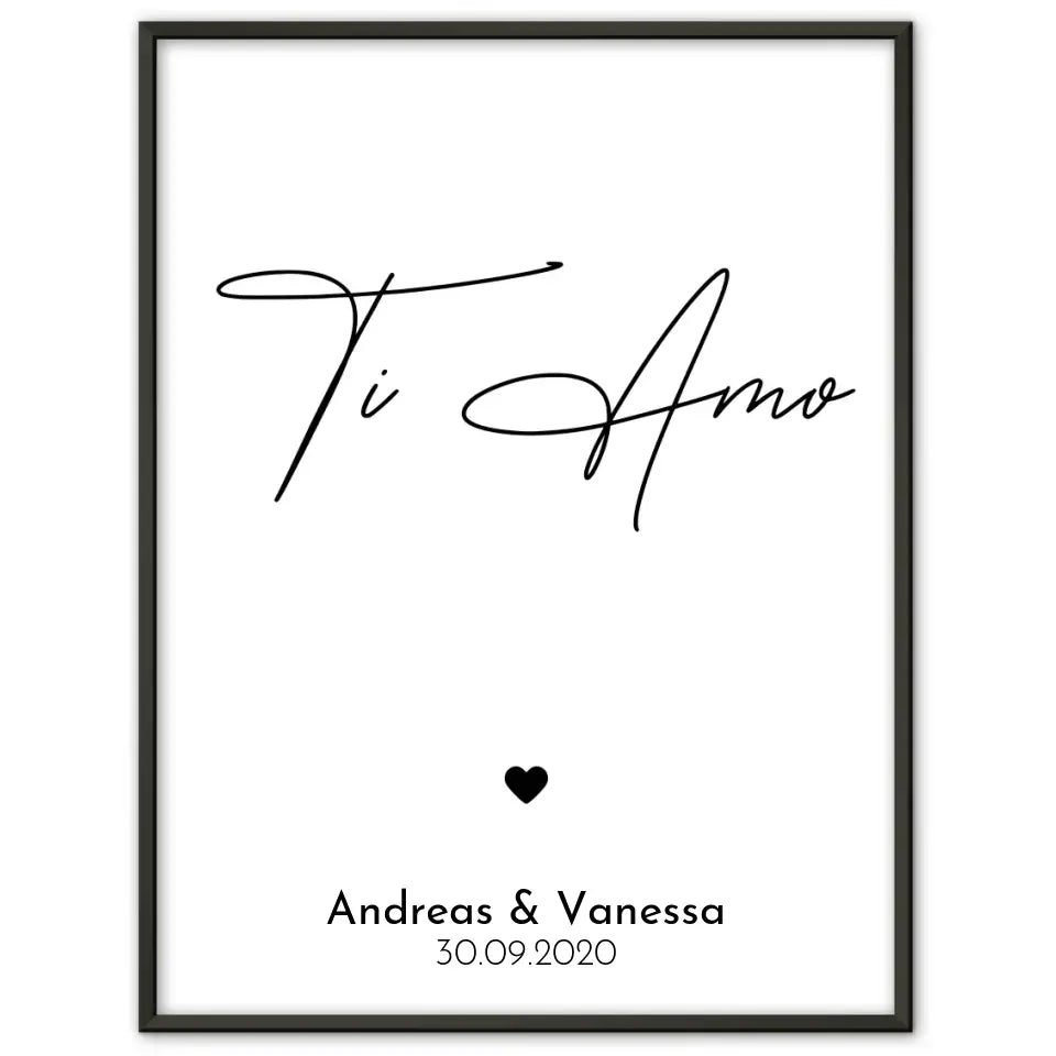 Personalisiertes Liebesposter Te Dua Ich Liebe Dich Albanisch Mit Namen und Datum