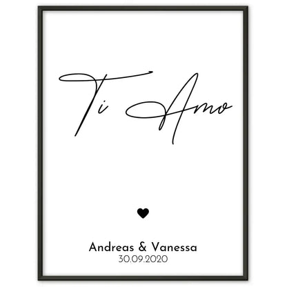 Personalisiertes Liebesposter Te Dua Ich Liebe Dich Albanisch Mit Namen und Datum