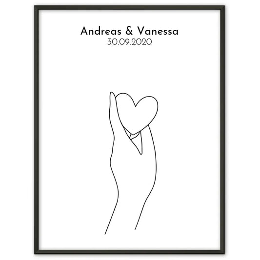 Personalisiertes Liebesposter And Then You Smiled Line Art Mit Namen und Datum