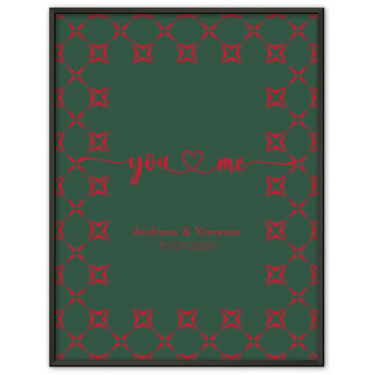 Personalisiertes Liebesposter Du Und Ich Line Art Mit Namen und Datum