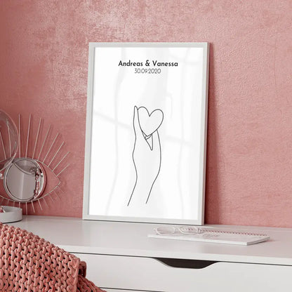 Personalisiertes Liebesposter And Then You Smiled Line Art Mit Namen und Datum