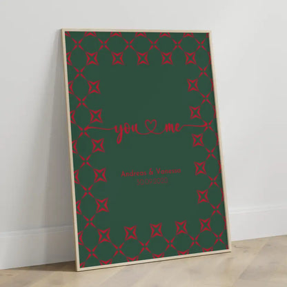 Personalisiertes Liebesposter Du Und Ich Line Art Mit Namen und Datum