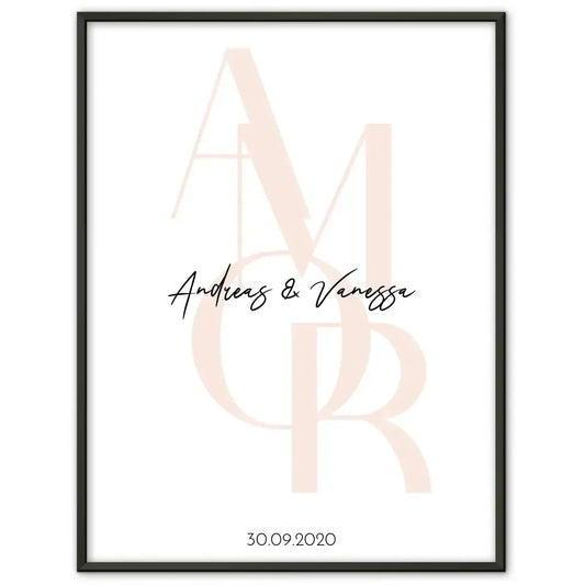 Personalisiertes Liebesposter AMORE Liebe auf Italienisch Mit Namen und Datum