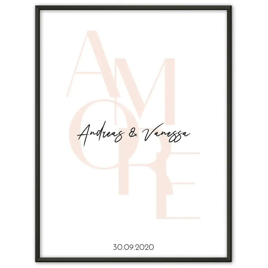 Personalisiertes Liebesposter AMOUR Liebe auf Französisch Mit Namen und Datum