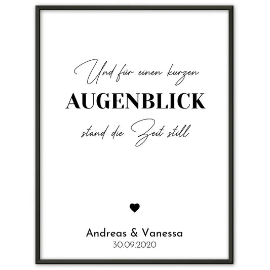 Personalisiertes Liebesposter Augenblick Elegant mit Namen Datum Mit Namen und Datum