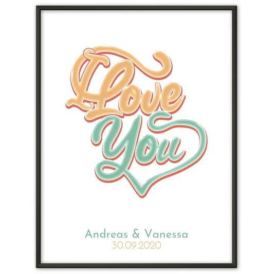 Personalisiertes Liebesposter Namen in Herzen Wolke Mit Namen und Datum