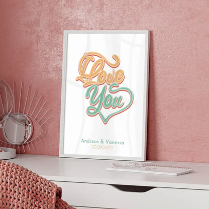 Personalisiertes Liebesposter Namen in Herzen Wolke Mit Namen und Datum