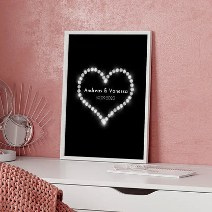 Personalisiertes Liebesposter Du Ich Wir mit Herz Mit Namen und Datum