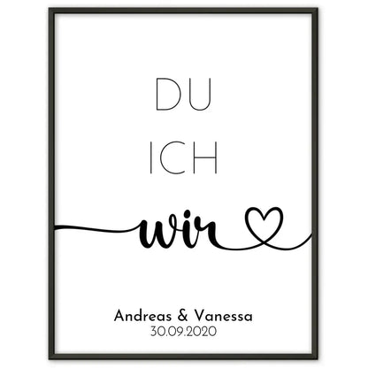 Personalisiertes Liebesposter Du Ich Läuft Line Art Mit Namen und Datum