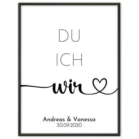 Personalisiertes Liebesposter Du Ich Läuft Line Art Mit Namen und Datum