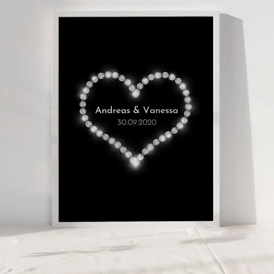 Personalisiertes Liebesposter Du Ich Wir mit Herz Mit Namen und Datum