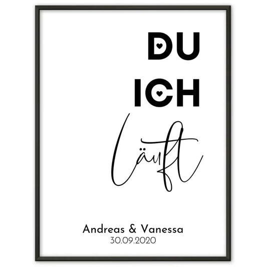Personalisiertes Liebesposter DU ICH LÄUFT Mit Namen und Datum