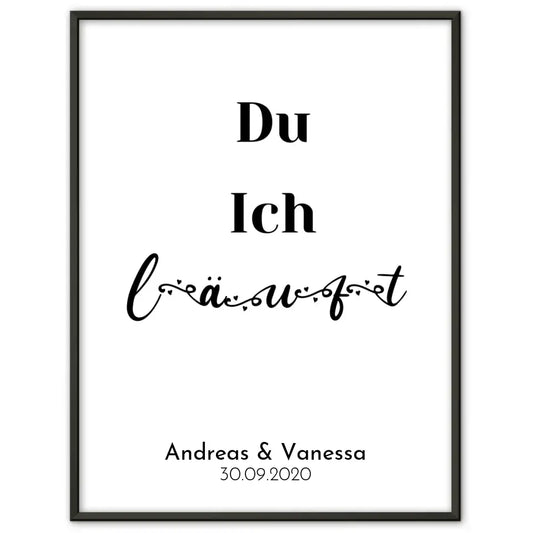 Personalisiertes Liebesposter Du Ich Läuft Elegant Mit Namen und Datum